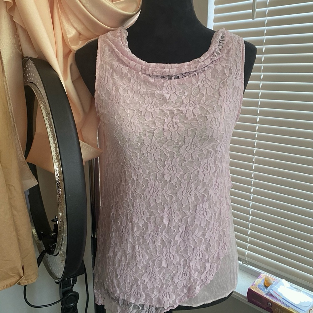 Pink Lace Sleeveless Top